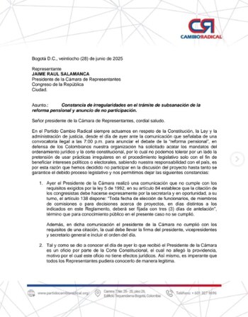 Cambio Radical se retira de