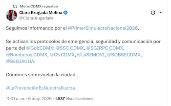 Mensaje de la Jefa de Gobierno tras finalizar el primer Simulacro Nacional 2026