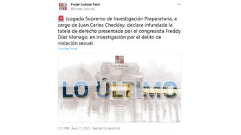 Twitter del Poder Judicial sobre