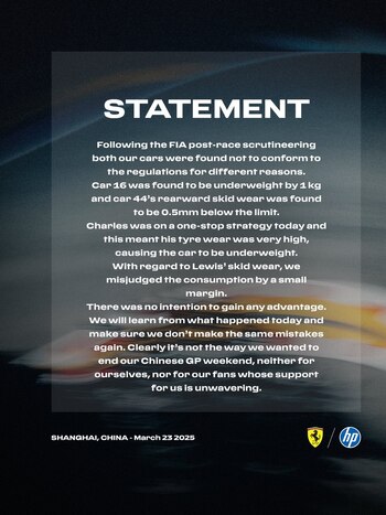 El comunicado de Ferrari por