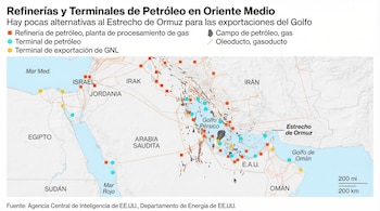 Este mapa detalla las refinerías,