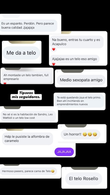 Influencers y usuarios compararon la habitación de Grego con célebres figuras como Hugh Hefner, Sandro o Leo Mattioli por el estilo del edredón