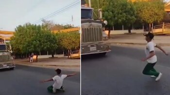 Niños exponen sus vidas para cumplir con reto viral - crédito @LuisUrecheM/X