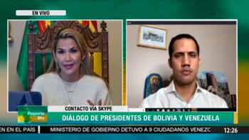 Jeanine Áñez y Juan Guaidó en la conversación por Skype