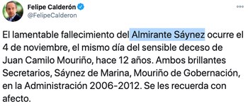 El exmandatario Felipe Calderón lamentó