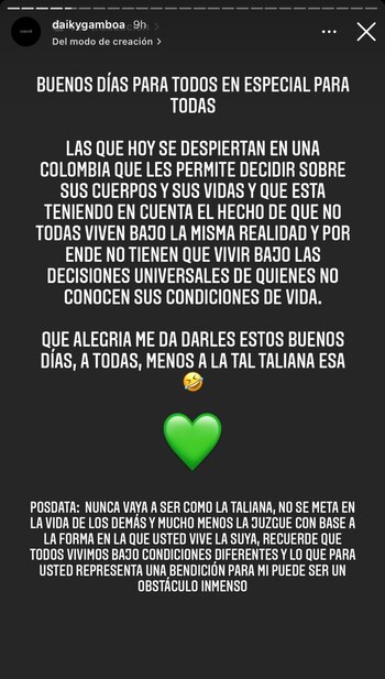 Daiky Gamboa expresó su opinión