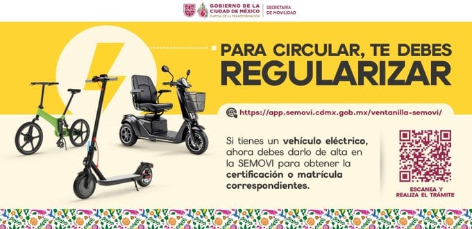 La Secretaría de Movilidad de la Ciudad de México requiere que los propietarios de vehículos eléctricos registren sus unidades para obtener certificación o matrícula. (Gobierno de la Ciudad de México)