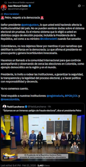 Juan Manuel Galán cuestionó a