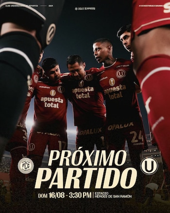 Horario del partido de Universitario vs FC Cajamarca por el Torneo Clausura 2026.