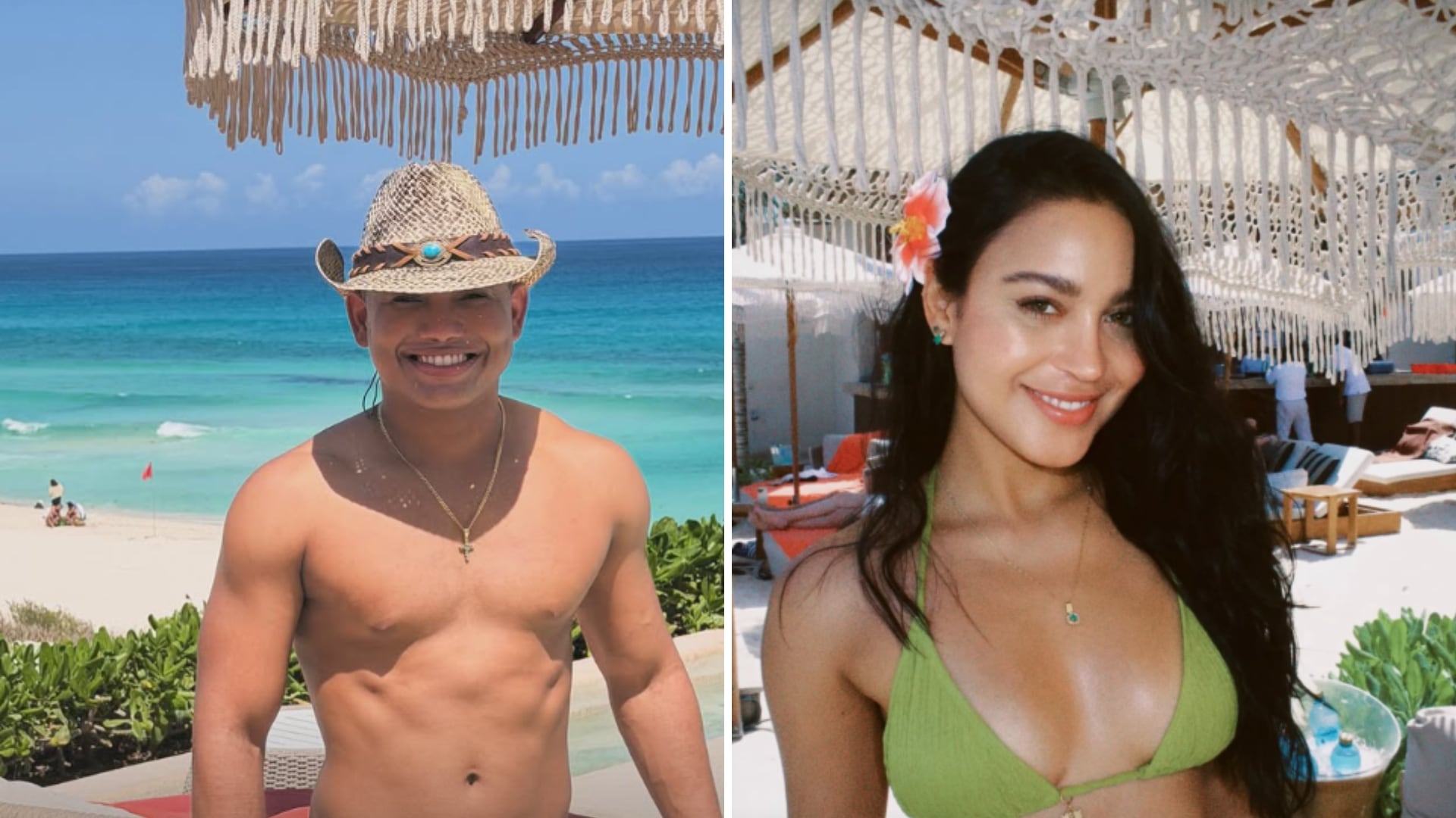 Ambos compartieron fotos del mismo viaje en Cancún, desde la playa y el mar, reforzando las especulaciones sobre su cercanía - crédito @miguelpolopolo - @adriana.morenom/Instagram