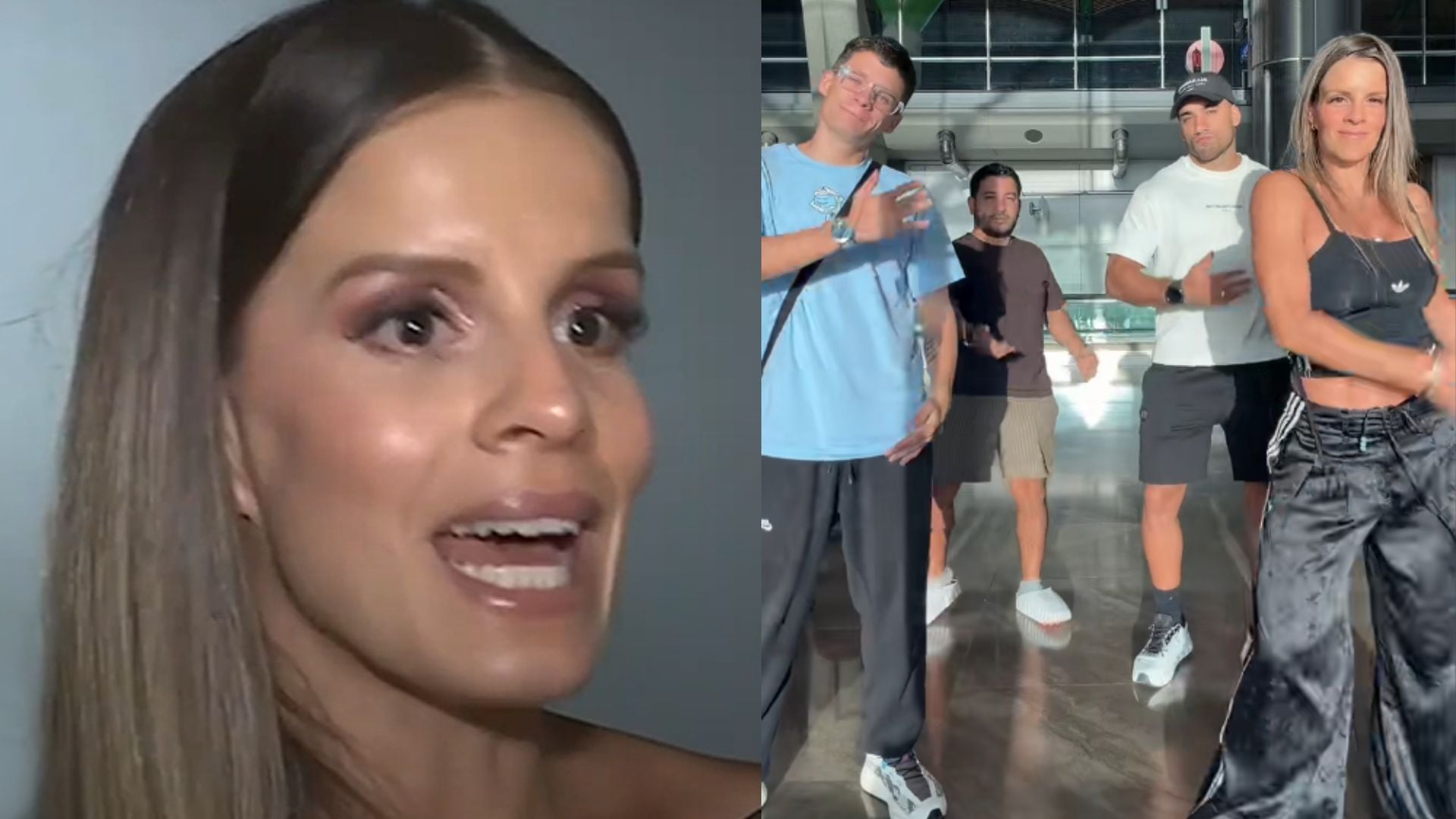 La cantante estadounidense Maren Morris aparece en primer plano a la izquierda junto a cuatro personas que posan en un espacio con ventanales.
