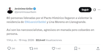 Jerónimo Uribe y su respaldo a su padre, Álvaro Uribe