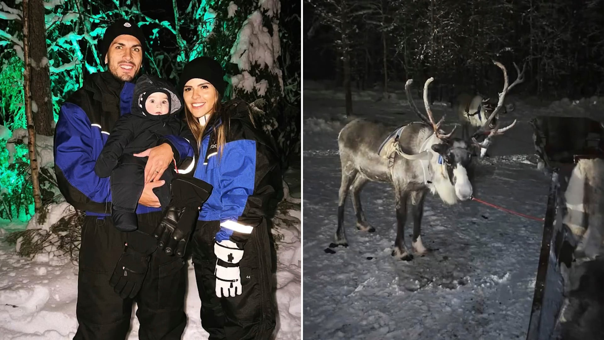 Una de las postales de Leandro Paredes y su familia en Finlandia, donde viajaron en trineo y visitaron la casa de Papá Noel (Instagram)