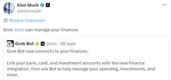 Grok Bot - IA - bancos - inversión - tecnología - 27 de septiembre