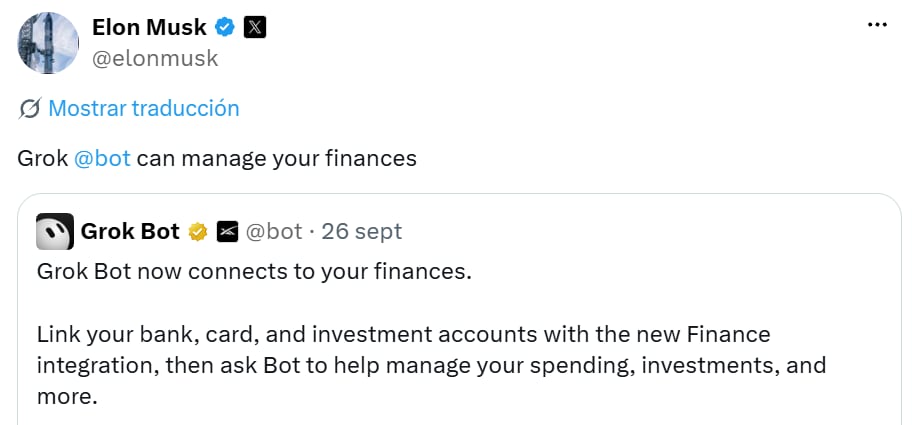 Así presentó Elon Musk a Grok Bot, el asistente de inteligencia artificial de xAI.
(X/Elon Musk)