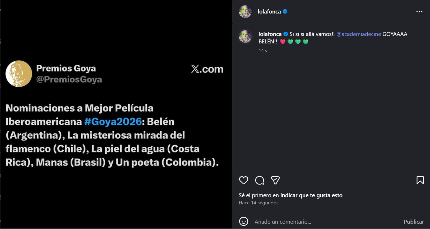 La reacción de Dolores Fonzi a la noticia: su película fue nominada en los premios Goya