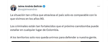 Beltrán se pronunció sobre el