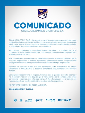 Orsomarso rechazó cualquier intento de soborno y reiteró su compromiso con la transparencia de la competencia deportiva. - crédito Orsomarso