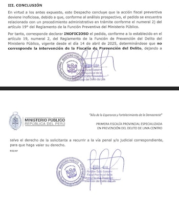 Denuncia fiscal declarada “inoficiosa”. Fuente: