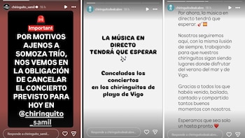 Publicações das praias de Vigo que viram a atividade interrompida (Instagram)