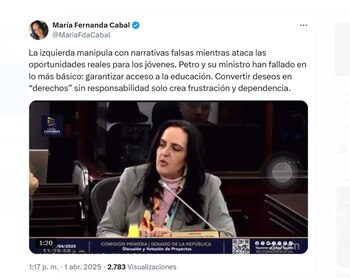 María Fernanda Cabal acusó al