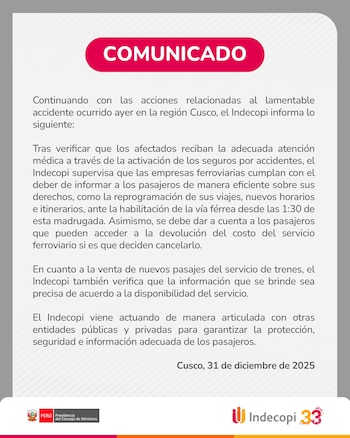 Comunicado de Indecopi sobre la