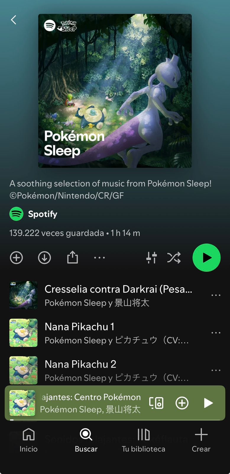 La lista de reproducción tiene una duración de una hora y 14 minutos. (Spotify)