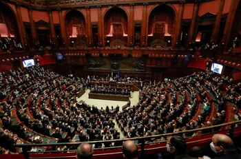El Parlamento italiano reunido para