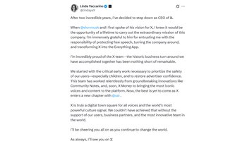 Linda Yaccarino anunció su salida