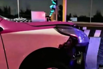 Accidente Vial caseta de la autopista Peñón-Texcoco sistema antievasión taxi