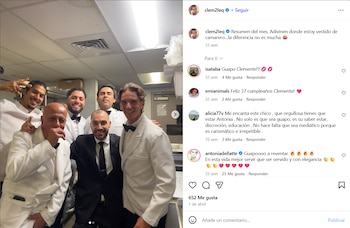 Clemente Lequio trabajando como camarero