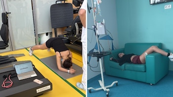 Elena entrenando durante su recuperación