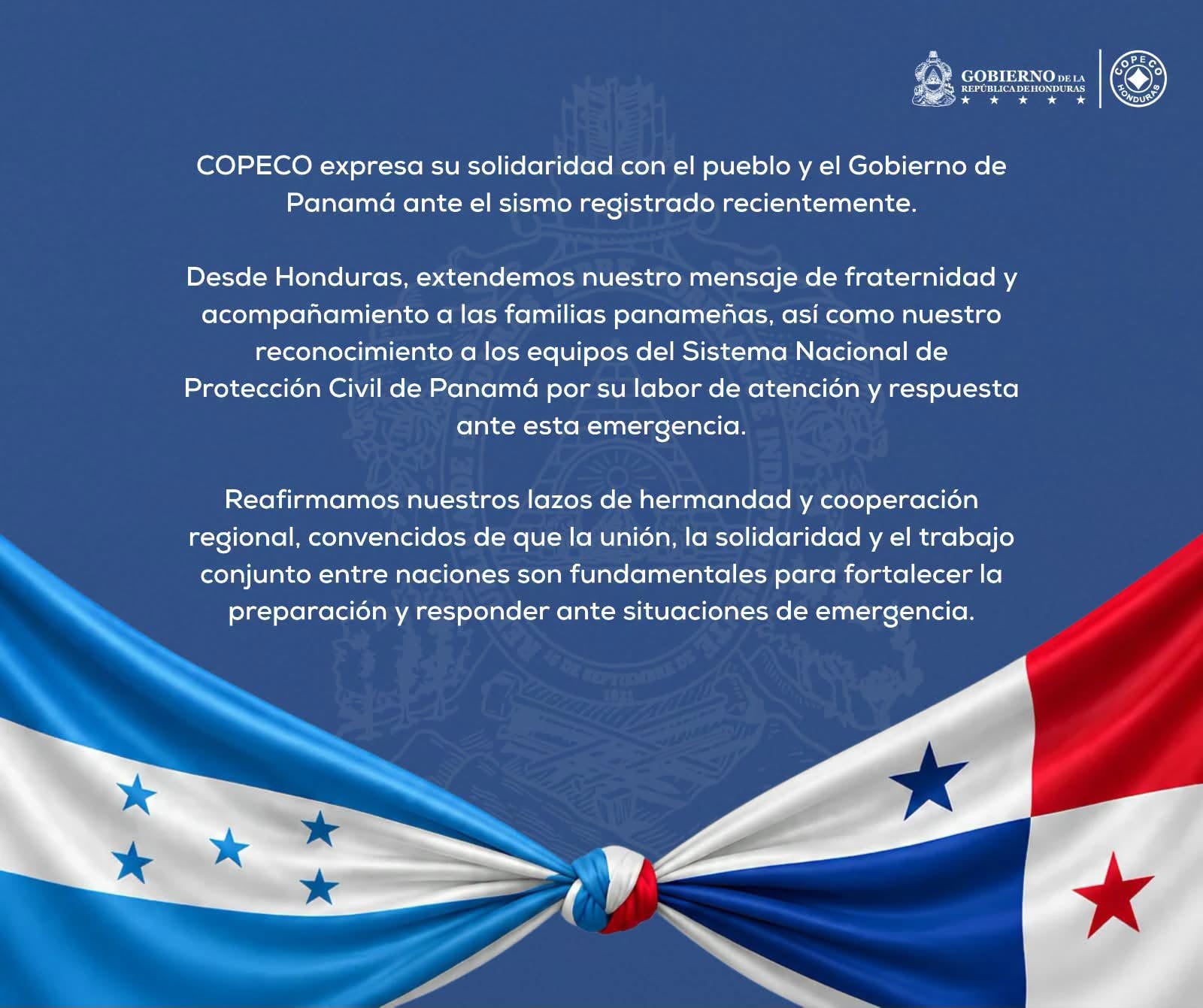 Las autoridades hondureñas reconocieron la labor de los equipos de Protección Civil que participan en la respuesta a la emergencia. (Foto: COPECO)