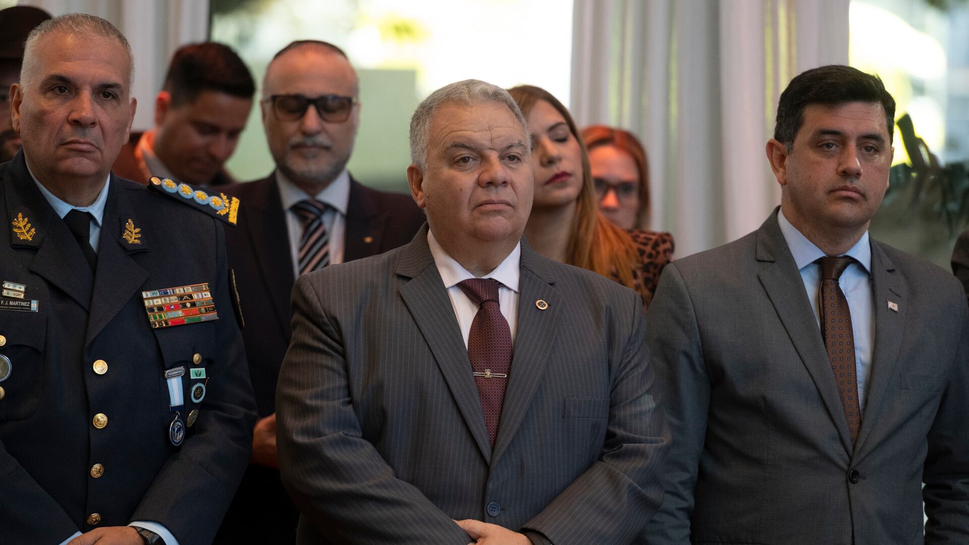 Alejandro Paulo Annichini, subprefecto nacional Naval de la Prefectura, y Francisco Cima, secretario del Prefecto Nacional Naval