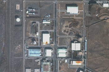Una imagen satelital muestra la instalación nuclear de Natanz en Irán. Esta imagen fue distribuida el 24 de enero de 2025. Maxar Technologies/vía REUTERS.