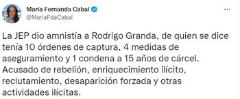 Maria Fernanda Cabal se refiere