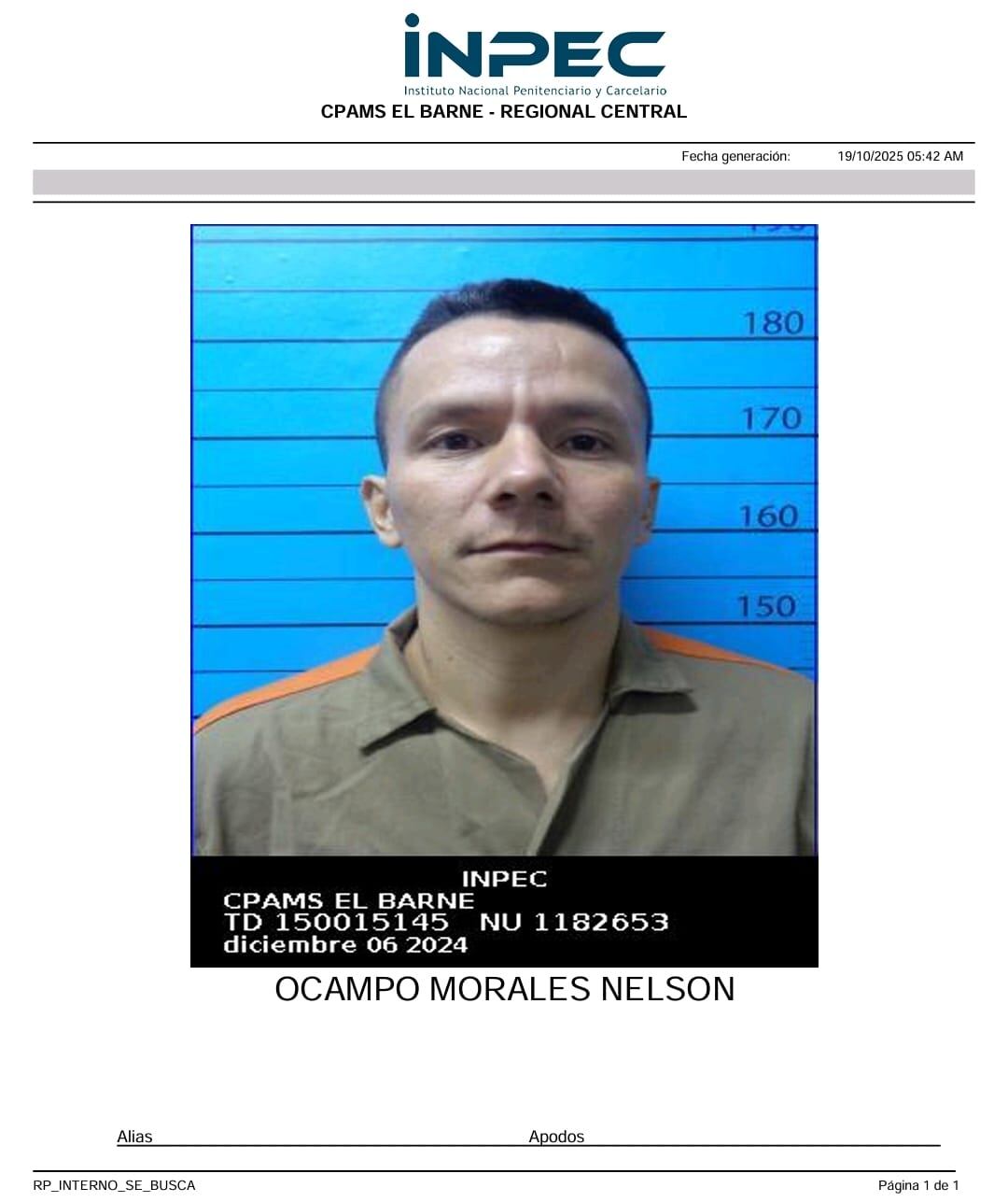 Las autoridades intensifican controles y patrullajes para recapturar al fugitivo tras su evasión del penal de máxima seguridad - crédito Inpec