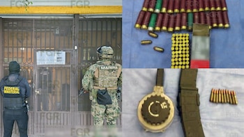 Imagen de uno de los inmuebles asegurados y parte de los cartuchos útiles. Crédito: FGR