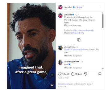 Captura de pantalla de Instagram que muestra a un hombre con barba hablando, subtítulos en inglés y elementos de interfaz como likes, comentarios y texto