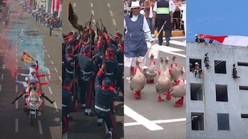 Robot, gansos y un perro policía protagonizaron las escenas más comentadas durante las celebraciones por Fiestas Patrias en el interior del país