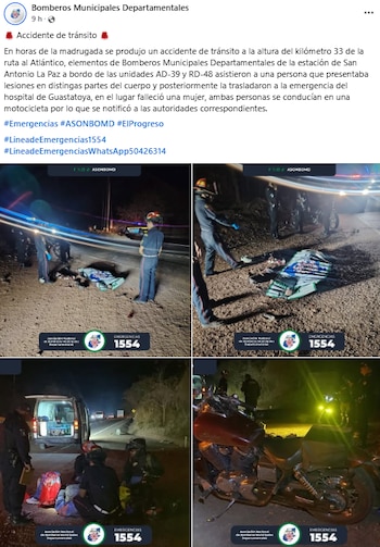 Bomberos Municipales Departamentales atienden accidente