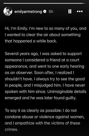 Emily Armstrong respondió a las