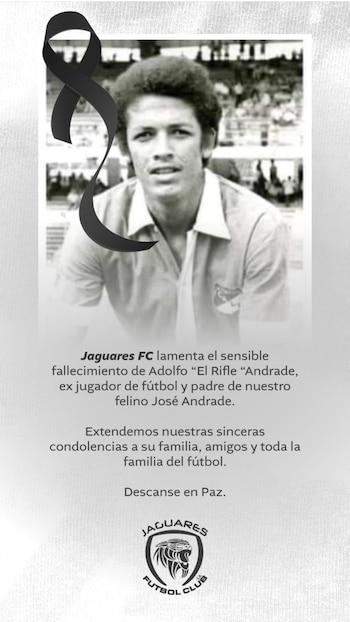 El mundo del fútbol profesional colombiano comenzó a unirse en condolencia tras la muerte del histórico futbolista de Colombia en los años 70-crédito @jaguaresfc/Instagram