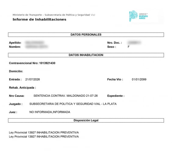 Inhabilitaron de por vida a la mujer que atropelló a un hombre y su hijo de 15 años en Mar del Plata (Ministerio de Transporte bonaerense)