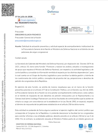 Ministerio de Defensa - Solicitud - Jaime Uscátegui