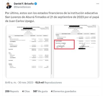 Daniel Briceño muestra documentos