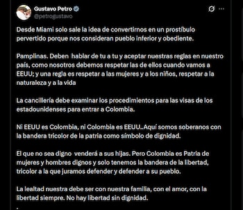 Gustavo Petro - crédito @petrogustavo/X