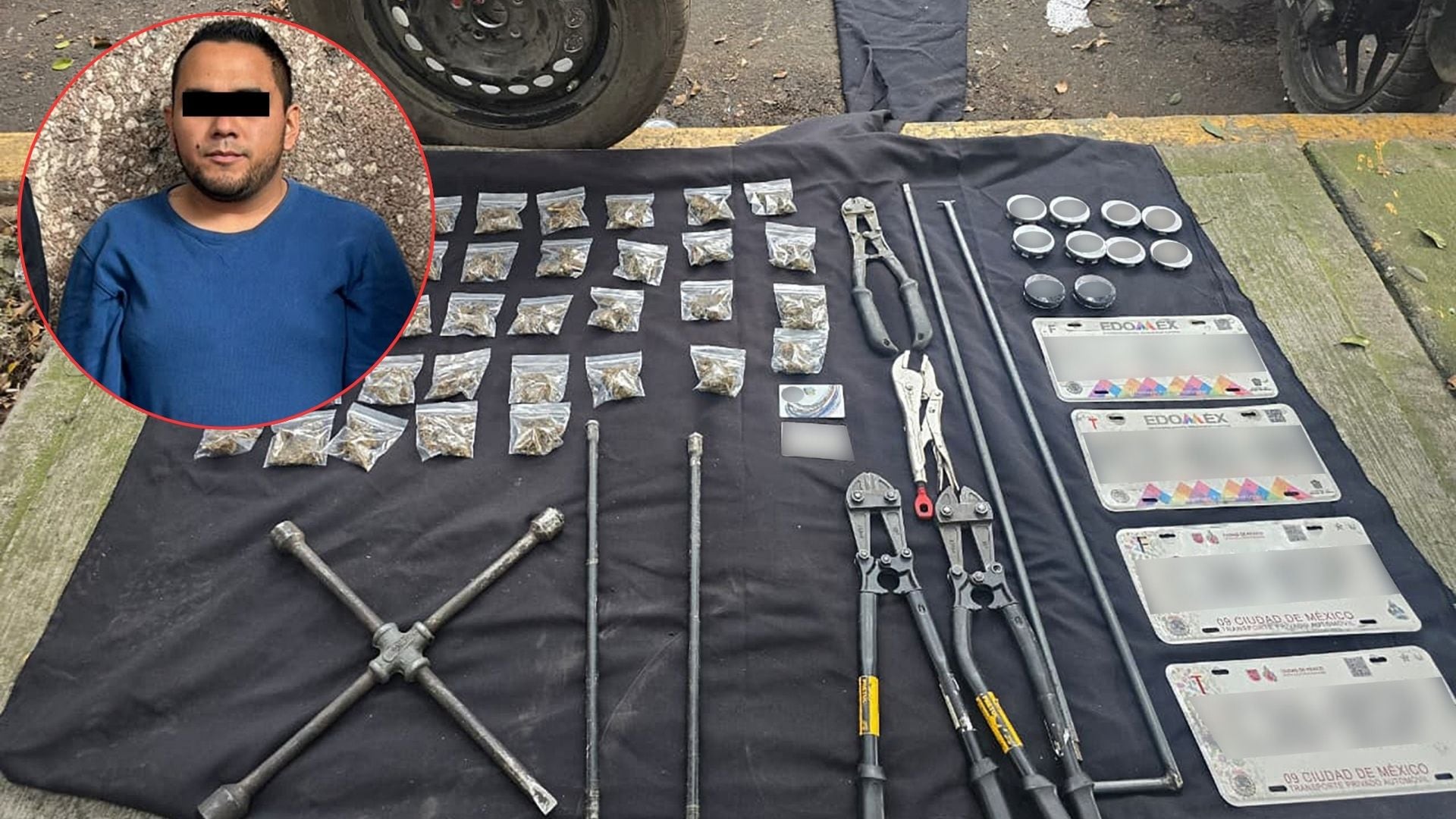 En la revisión preventiva le fueron encontrados juegos de placas y marihuana. Crédito: SSC