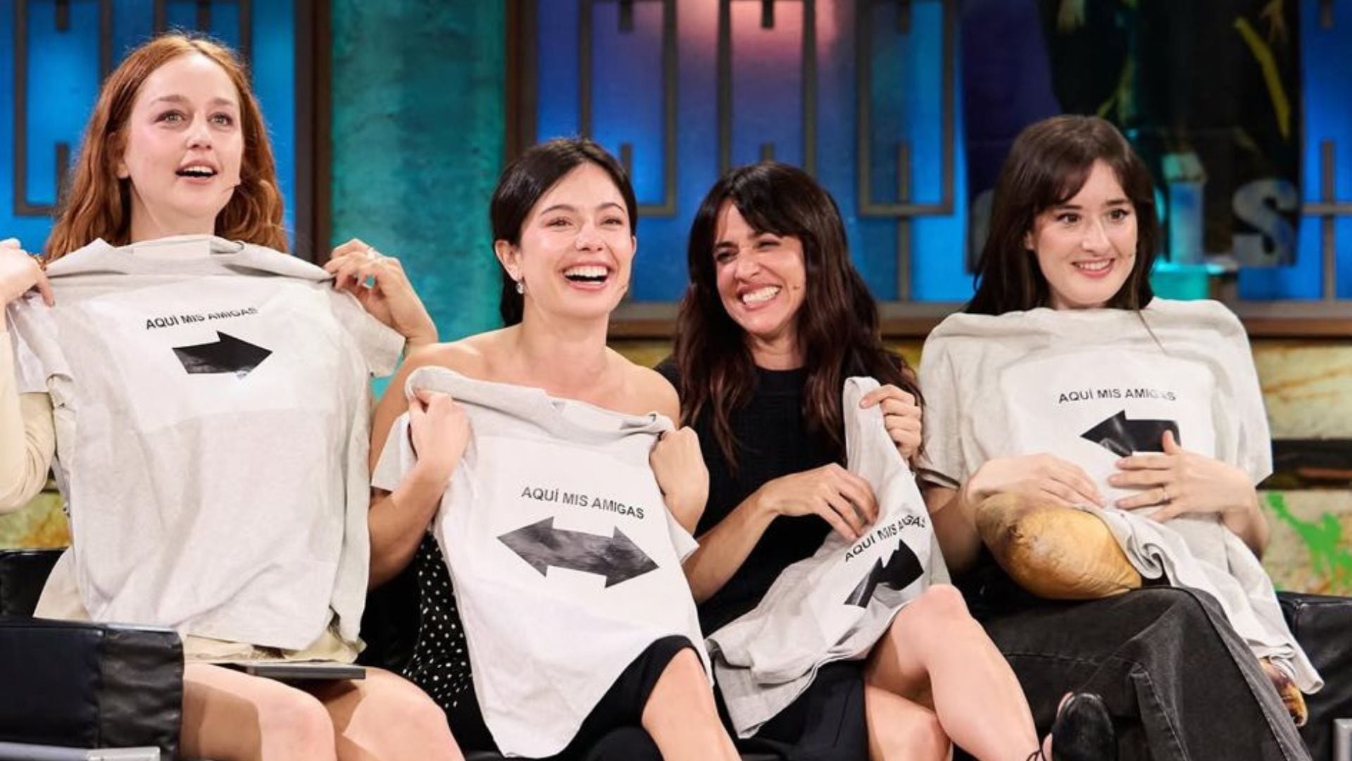 Laura Weissmahr, Anna Castillo, Macarena García y Victoria Martín acuden al programa de David Broncano. / Captura de pantalla