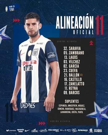Alianza Lima vs Binacional: alineación